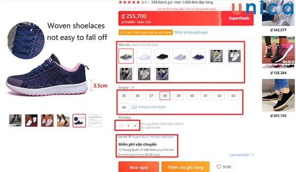 Cho hàng vào giỏ và đặt mua