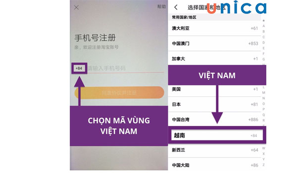 Lựa chọn mã vùng Việt Nam