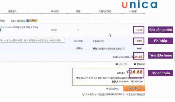 Kiểm tra lại thông tin đặt hàng