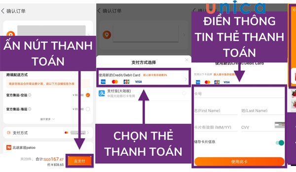 Tiến hành thanh toán đơn hàng