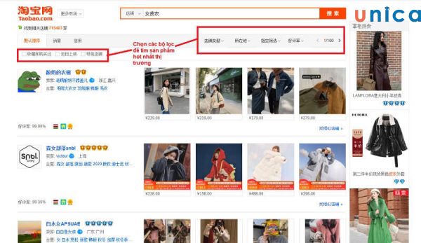 Tìm và lọc sản phẩm hot trend