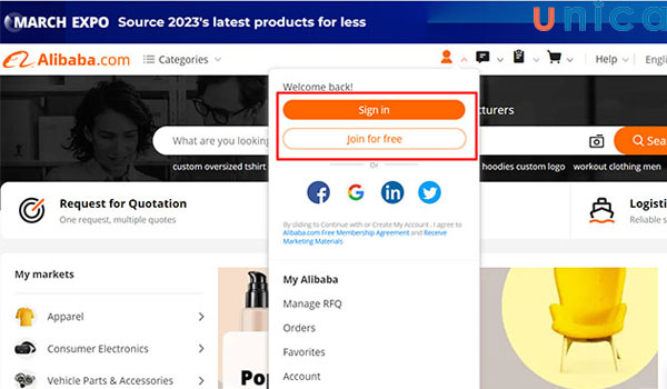 Tạo tài khoản mua hàng trên Alibaba