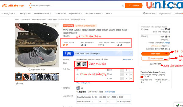 Chọn thông tin sản phẩm