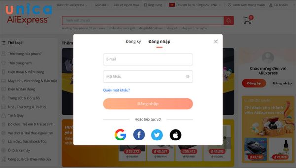 Đăng nhập vào hệ thống và mua hàng