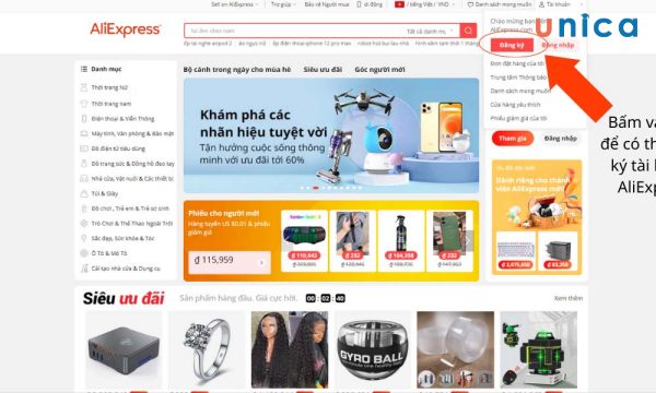 Đăng ký tài khoản Aliexpress