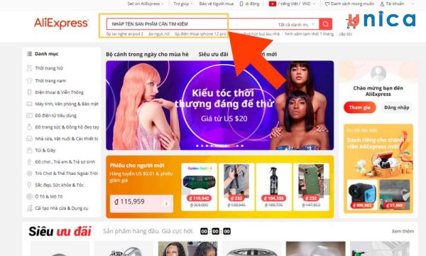 Tìm và chọn sản phẩm cần mua