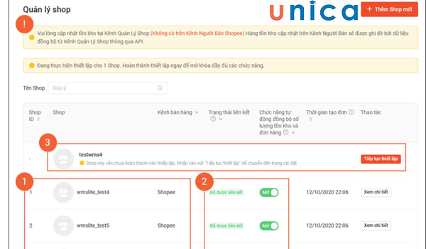 Tính năng quản lý shop