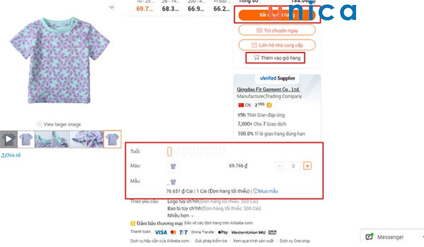 Tiến hành đặt hàng