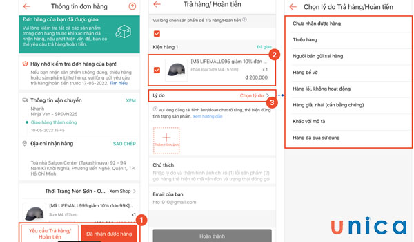 Yêu cầu trả hàng, hoàn tiền