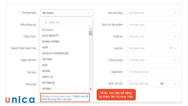 Thông tin sản phẩm cần để đăng bán