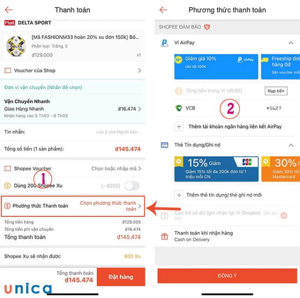 Thanh toán trả trước đơn hàng Shopee