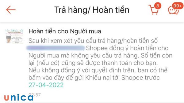 Trả hàng vì đã thanh toán nhưng không nhận được hàng