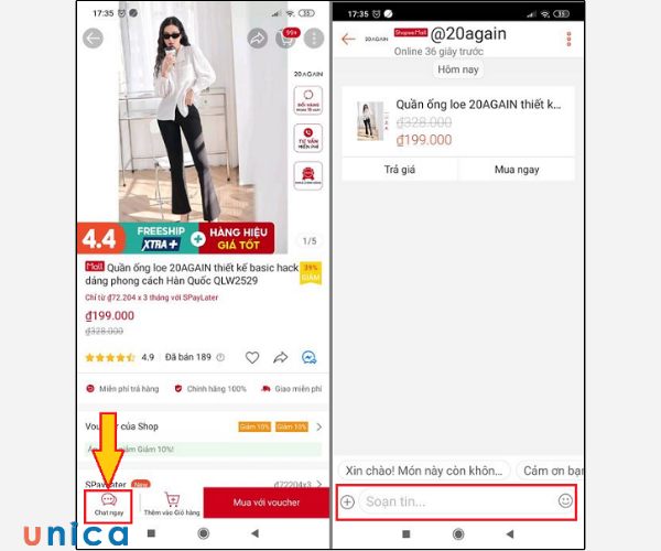 Chat trực tiếp với chủ Shop