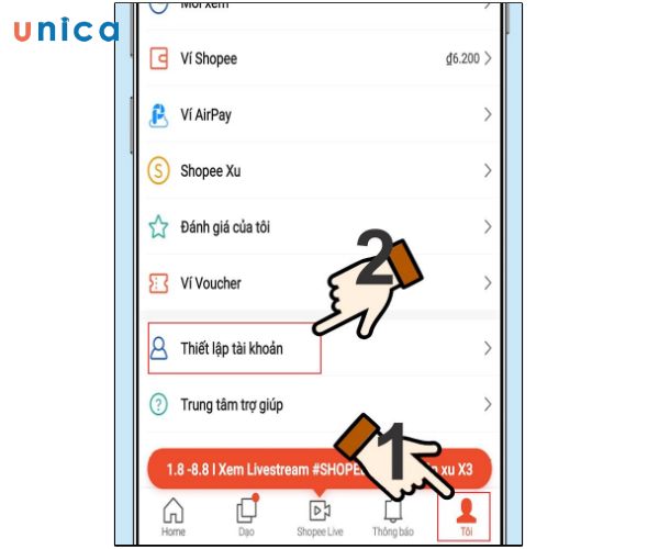 Thiết lập tài khoản