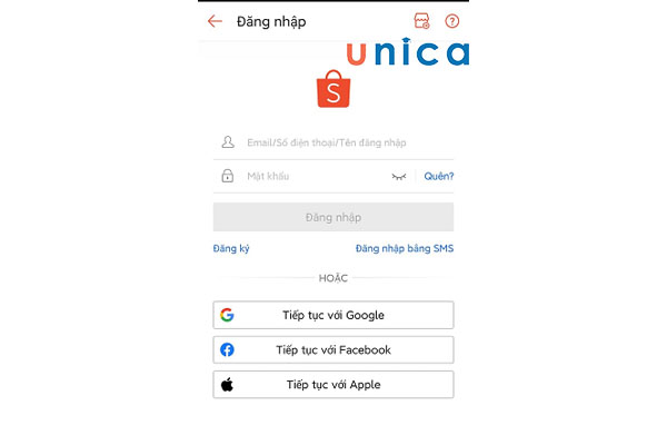 Đăng nhập tài khoản Shopee