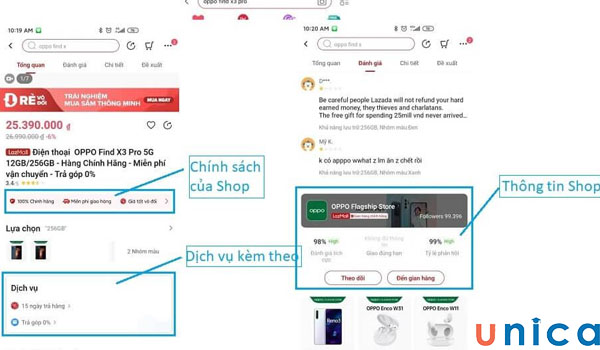 Chọn sản phẩm trên Lazada