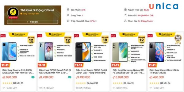 Thế Giới Di Động Official Store trên Shopee là một địa điểm mua sắm chính thức của chuỗi cửa hàng Thế Giới Di Động trên nền tảng thương mại điện tử Shopee