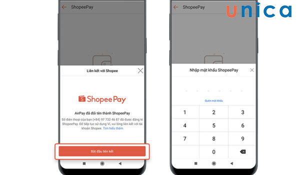 Chọn bắt đầu liên kết và đặt mật khẩu lệnh