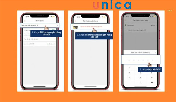 Thao tác thêm tài khoản ngân hàng