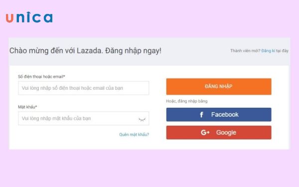 Đăng nhập vào tài khoản Lazada