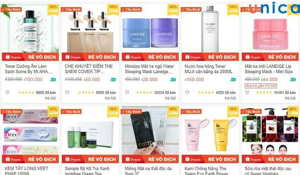 Sản phẩm làm đẹp trên Shopee