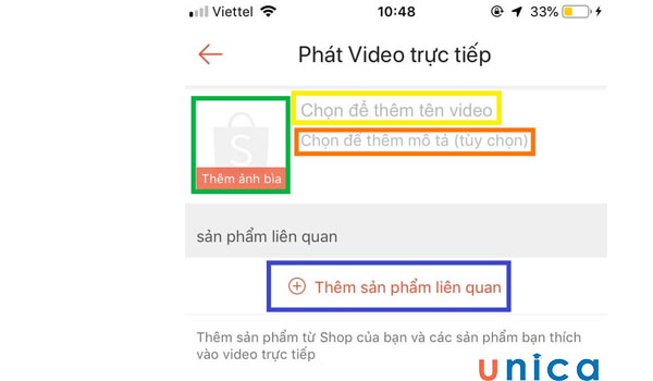 Thiết lập sản phẩm trên live Shopee