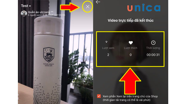 Kết thúc livestream trên Shopee