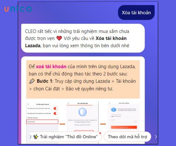 Gửi từ khóa “Xóa tài khoản”