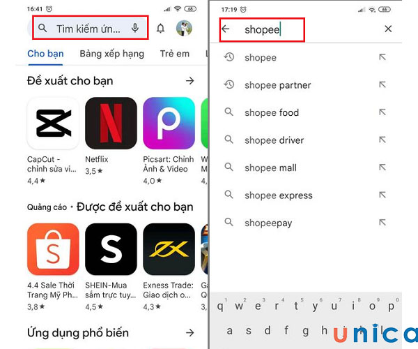 Tím kiếm từ khoá Shopee