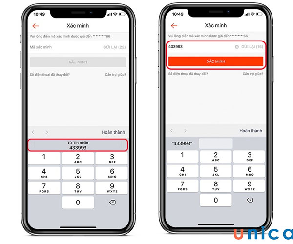 Nhập mã xác minh