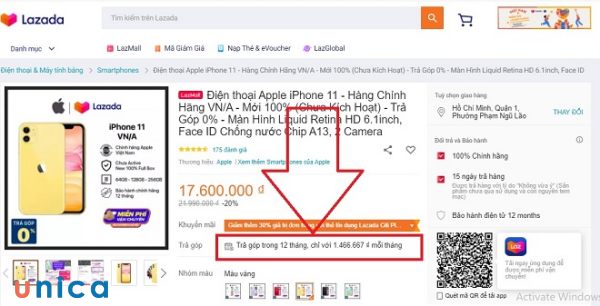 Lưu ý khi mua trả góp trên Lazada