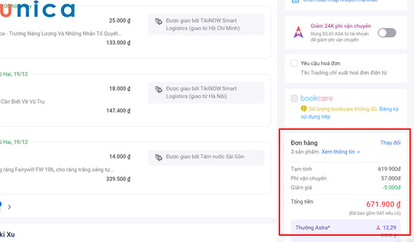 Xem phí đơn hàng tại phần thanh toán