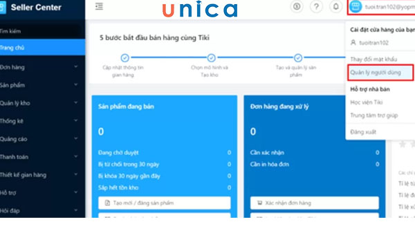 Vào mục “Quản lý đơn hàng”