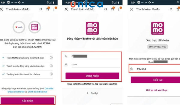 Đăng nhập tài khoản Momo