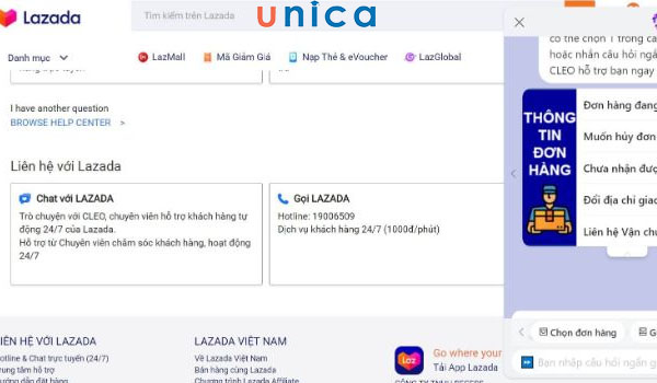 Chọn chat now trên Lazada