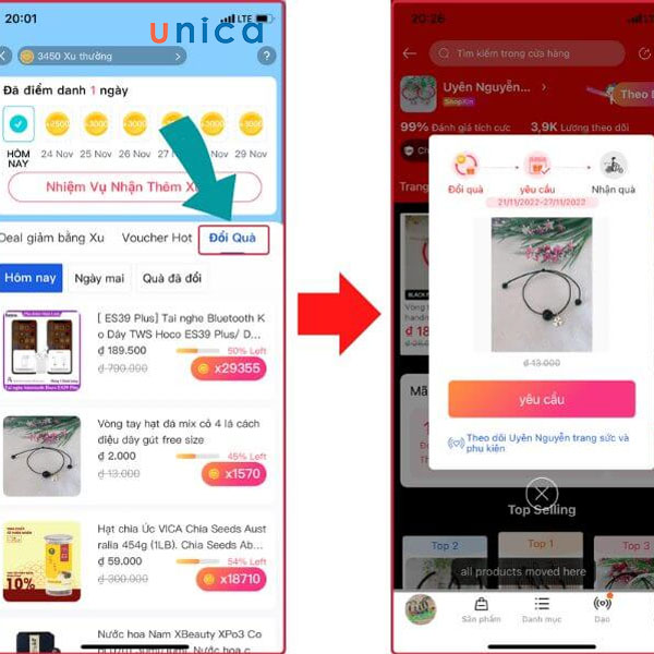 Dùng xu để đổi quà tặng trên Lazada