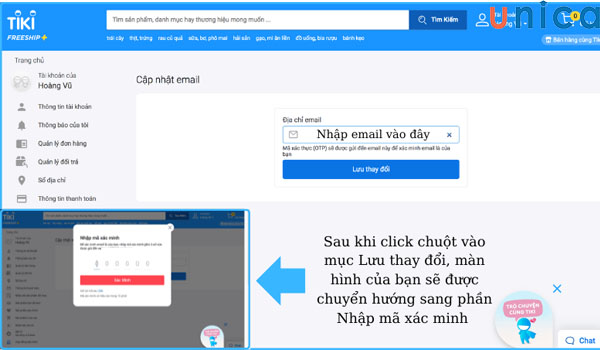 Nhập mã xác nhận rồi nhấn xác minh