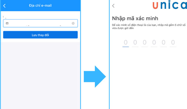 Nhập mã xác minh để thay đổi số điện thoại