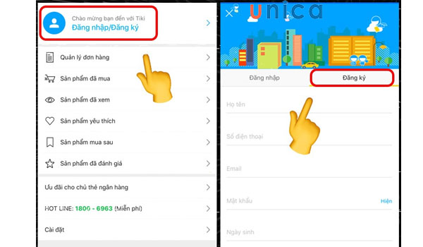 Chọn “Đăng ký”