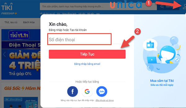 Nhập số điện thoại đăng ký