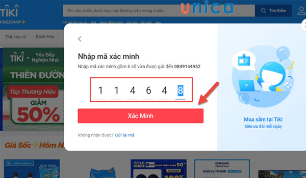 Nhập mã xác minh