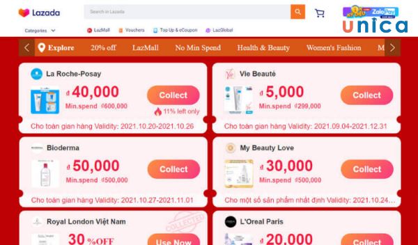 Nơi lấy mã giảm giá của nhà bán hàng trên Lazada