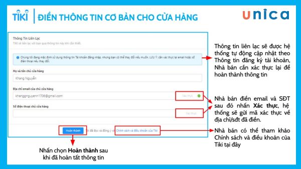 Điền thông tin liên lạc