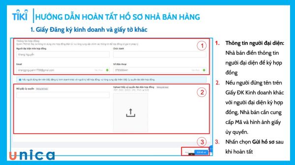 Điền thông tin người đại diện