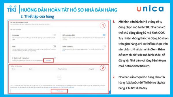 Thiết lập cửa hàng trên Tiki