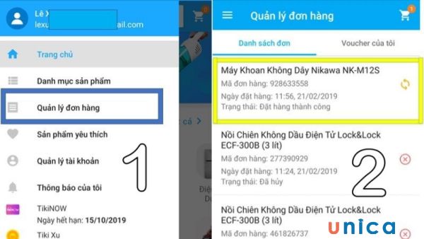 Chọn Quản lý đơn hàng
