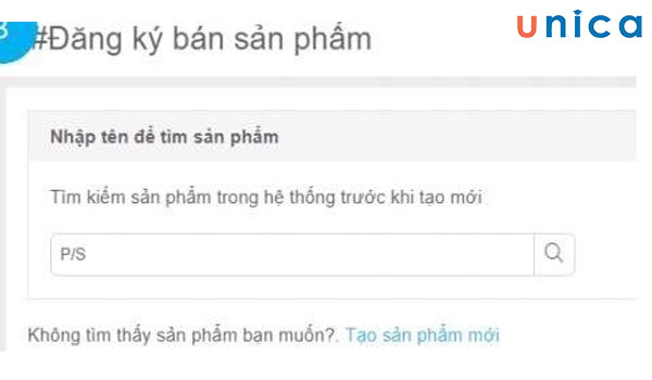 Nhập tên để tìm sản phẩm có sẵn trong hệ thống