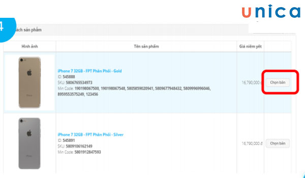 Lựa chọn sản phẩm muốn đăng bán trên Tiki