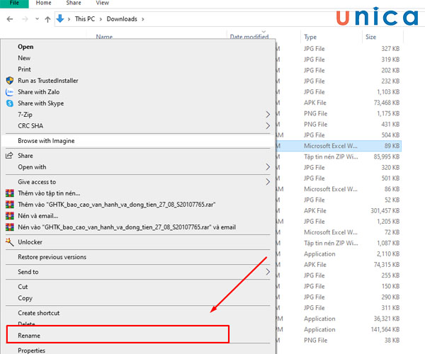 Đổi tên tệp bằng Context Menu