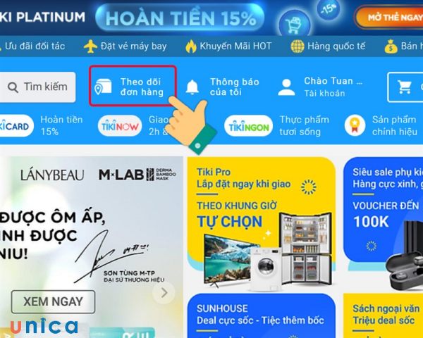 Chọn Theo dõi đơn hàng